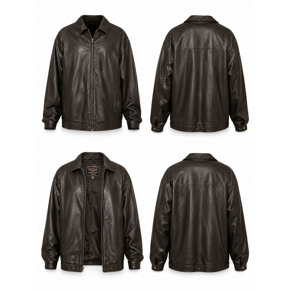 Steve & Barry’s Faux Leather Jacket XXXL Brown Zip Up Coat Streetwear Y2K
